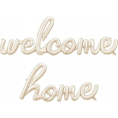 PartyDeco Foliový balónek „Welcome Home“ krémový cappuccino, 132" LTR