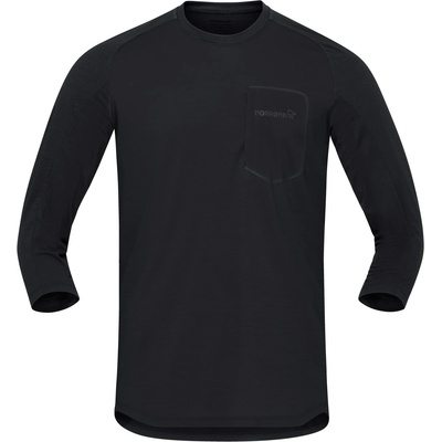 Norrøna Мъжка фланелка с дълъг ръкав за колоездене Norrøna Skibotn Equaliser Merino 3/4 T-Shirt Cycling jersey - Caviar (056-3663-0111)