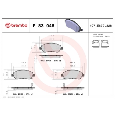 Sada brzdových platničiek, vždy 4 kusy v sade BREMBO P 83 046 (P83046)