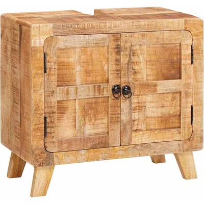 vidaXL Шкаф за баня Кафяво Солидно мангово дърво и инженерно дърво (4104563)