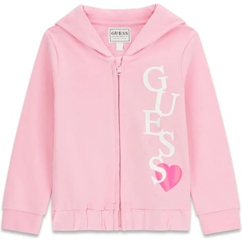 GUESS Суичър в розов цвят за мини момиче с бял надпис Guess