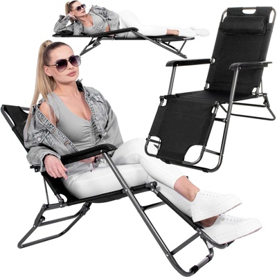 SPRINGOS Шезлонг Relax Zero Gravity, 80x60x153 см, черен, Сгъваем (GC0060)