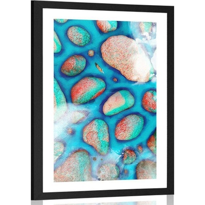 Plakát s paspartou souhra kamenů - 20x30 silver