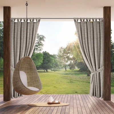 Eurofirany Voděodolný závěs 155x240 cm z polyesteru, hnědobéžový, na poutka se suchým zipem GARDEN