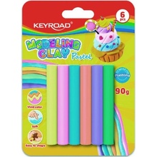 Plastelína KEYROAD pastel, blister 6 ks, mix farieb