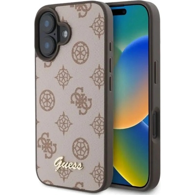 GUESS Калъф Guess Peony Script MagSafe за iPhone 16 - кафяв (3666339342364)