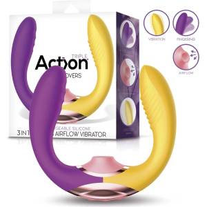 Action Two Lovers 3in1 Finger and Airflow Vibrator