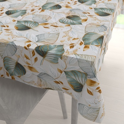 Biante Dekorační obdélníkový ubrus Leona LN-174 Zelené listy na režném 130x220 cm