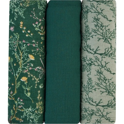KikkaBoo Комплект 3 бр муселинови пелени 100х100 см Secret Garden Green (31103010104)
