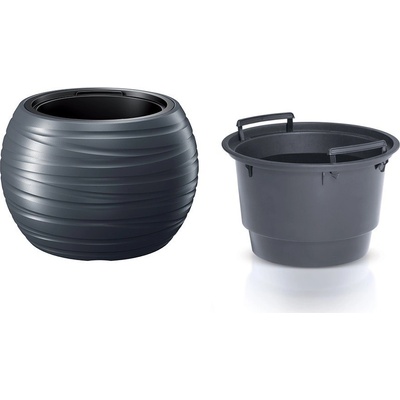 PlasticFuture Okrúhly kvetináč s vložkou MAXE antracit, 43,6 cm