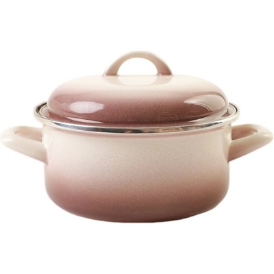 Metalac Capuccino, mělký smaltovaný kastrol Standard s poklicí 18 cm, 2 l