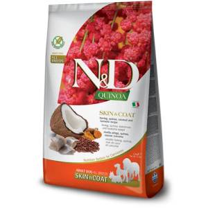 Farmina N&d dog grain free quinoa skin & coat herring, coconut - за чувствителен стомах, лъскав косъм и здрава козина, за кучета над 1 година, с херинга, киноа, кокос и куркума - 2, 5 кг pnd0250052