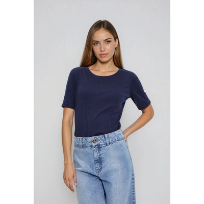 Moodo Тъмносиня блуза от рипсено трико Moodo Moodo | Bezhov | ЖЕНИ | XXL
