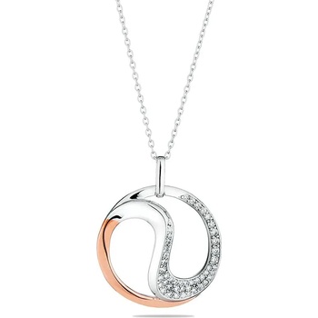 Image 1 of Swan Сребърно колие кръг с позлата и цирконий JT7403N Swan