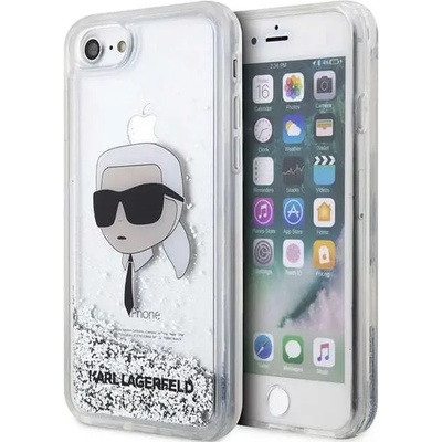 KARL LAGERFELD iPhone 7 / 8 / SE 2020 / 2022 сребрист твърд калъф Glitter Karl Head (KLHCI8LNKHCH)