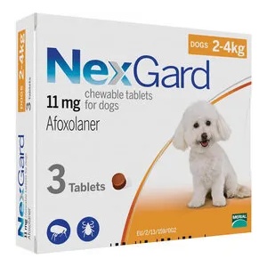 Merial NexGard Нексгард защита от бълхи и кърлежи за кучета от 2 до 4кг. , 3 бр. таблетки