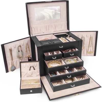 Gaira pětipatrová kožená šperkovnice 9062 10 černá