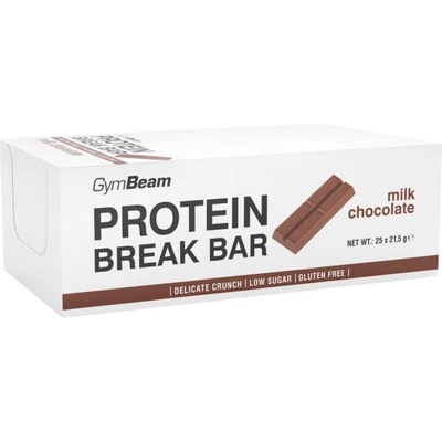 GymBeam Protein Break Bar | Low Sugar & Gluten Free [25 x 21.5 грама] Млечен шоколад