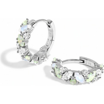 Royal Exklusive Royal Fashion stříbrné rhodiované náušnice kroužky z mnoha drahokamů GU-DR22120E-SILVER-TOPAZ-OPAL-MOONSTONE