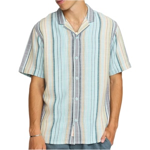 Revolution Мъжка риза с копчета Revolution Cuban Shirt Striped S/S Shirt - Blue (033-3267-0211)