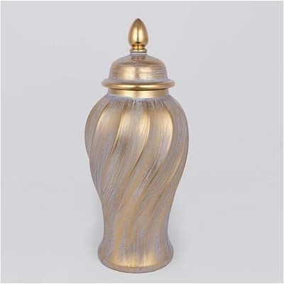 Eurolamp Keramická dóza 40,8x17,5 cm zlatá/šedá EU0525