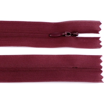 Spirálový zip skrytý šířka 3 mm délka 60 cm dederon Barva: 178 bordó