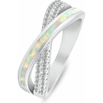 Brilio Silver stříbrný prsten se zirkony a syntetickým opálem RI154W