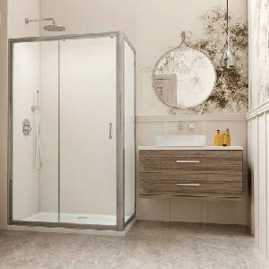 Radaway Правоъгълна душ кабина с плъзгаща се врата Radaway Premium Plus DWJ+S 115x70 см, гланцово-прозрачно хромирано покритие (33306-01-01N+33401-01-01N)