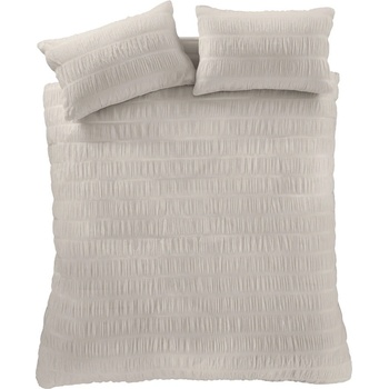 Catherine Lansfield Бежово двойно удължено крепово спално бельо 230x220 cm Seersucker - Catherine Lansfield (BD/57142/W/KQS/NT)