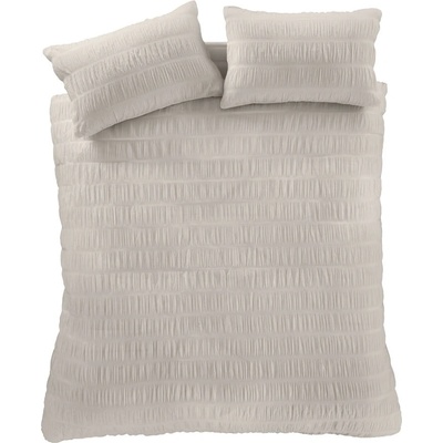 Catherine Lansfield Бежово двойно удължено крепово спално бельо 230x220 cm Seersucker - Catherine Lansfield (BD/57142/W/KQS/NT)