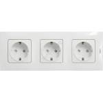 Legrand - Тройна домашна контактна розетка SCHUKO 250V/16A с рамка NILOE бяла (LR0113E)