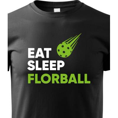 Dětské tričko s potiskem Eat sleep florbal ČernáCanvas Dětské tričko Bezvatriko.cz 1379