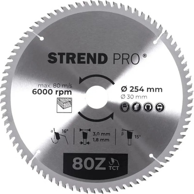 Kotúč Strend Pro TCT 254x3.0x30/20 mm 80Z, na drevo, pílový, SK plátky