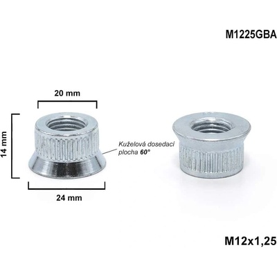 Vložka se závitem M12x1,25 mm kužel do rozšiřovacích podložek Ø 20 mm, výška 14 mm M1225GBA – Sleviste.cz
