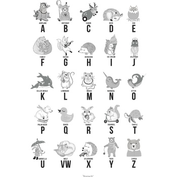 Bloomingville Плакат Jackie английска азбука (95148430)