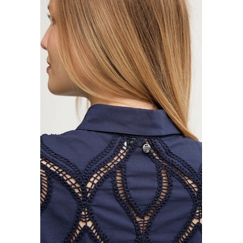 MOS MOSH Памучна блуза Mos Mosh NOLIN дамска в синьо с изчистен дизайн 174010 (174010)