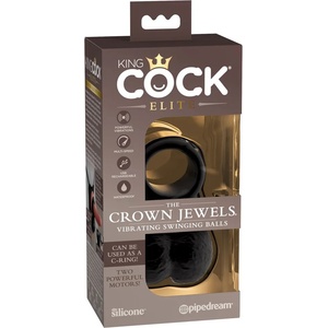 King Cock Crown Jewels - вибриращ пенис пръстен (черен)