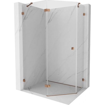 Mexen Lunar петоъгълна лява душ кабина 100 x 80 см, прозрачна, розово злато - 831-100L-080P-60-00-L (831-100L-080P-60-00-L)