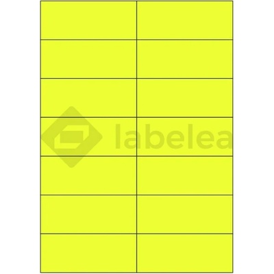 Labelea Samolepiace etikety 105x42,4 mm signálne farebné papierové, na hárku A4, pre laserovú tlač, Farba etikiet Signálna žltá, Počet hárkov v balení 100 EPY105042SY014S