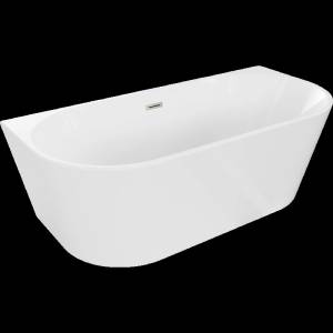 Mexen Oval самостоятелна вана до стената 150 x 75 см, бяла, преливане четкан (52671507500-97)