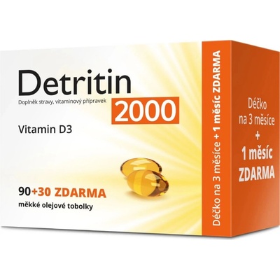 Detritin Vitamin D3 2000 IU 60 měkkých tobolek
