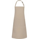 Adoco Číšnická zástěra s laclem a kapsou Kariban bavlna béžová