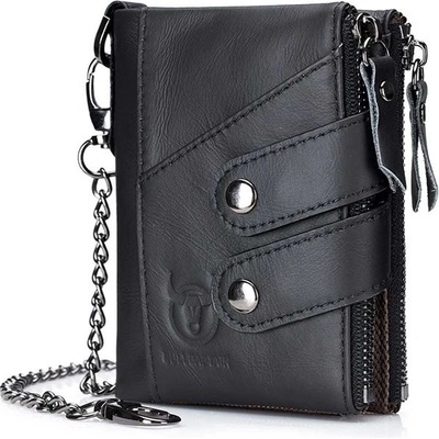 Bullcaptain kožená peňaženka s retiazkou Thurid BULLCAPTAIN QB201s1 čierna
