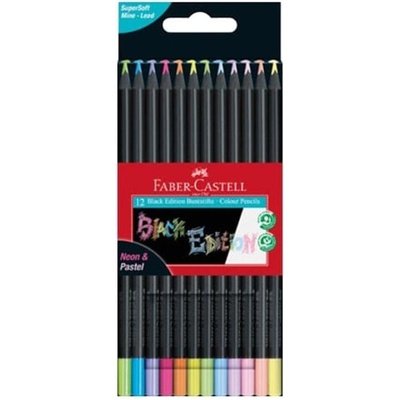 Faber-Castell Моливи Black Edition, 12 неонови и пастелни цв (1015120677)