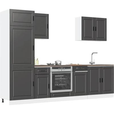 vidaXL Комплект кухненски шкафове, 7 части, "Porto", черно инженерно дърво (3314782)
