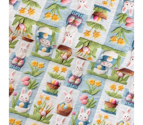 Bavlna digital - Zajace Patchwork