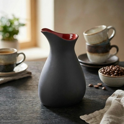 REVOL Likid 500 ml červeno-čierny porcelánový džbánik na mlieko