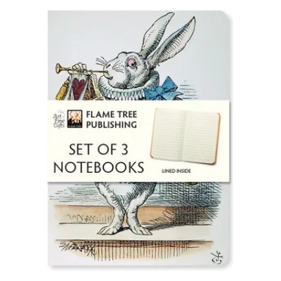 Flame Tree Publishing Alice in Wonderland Set of 3 Mini Notebooks