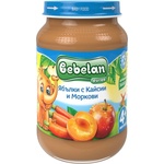 Bebelan Плодово пюре Bebelan Puree - Ябълки, кайсии и моркови, 190 g (2134) - ozone