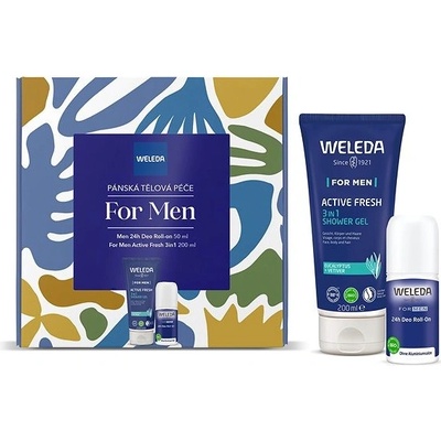 Weleda For Men Weleda Men dezodorant roll-on bez obsahu hliníkových solí 24h 50 ml + Weleda Men sprchový gél s esenciálnymi olejmi 200 ml